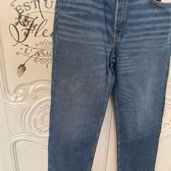 Re/Done Jeans Women's 34 Bay Fade Med Wash Straight Leg Button Front NWT - Picture 6 of 16